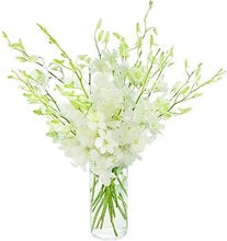 Cargar imagen en el visor de la galería, White Orchid Bouquet with Vase – 10 Fresh Stems - theflowerscreations